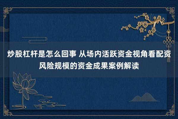 炒股杠杆是怎么回事 从场内活跃资金视角看配资风险规模的资金成果案例解读