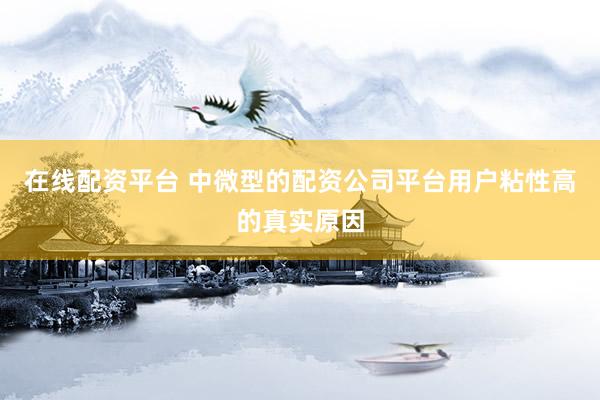 在线配资平台 中微型的配资公司平台用户粘性高的真实原因